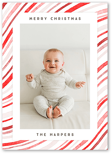 Merry Candycane 5x7 White  Holiday Card