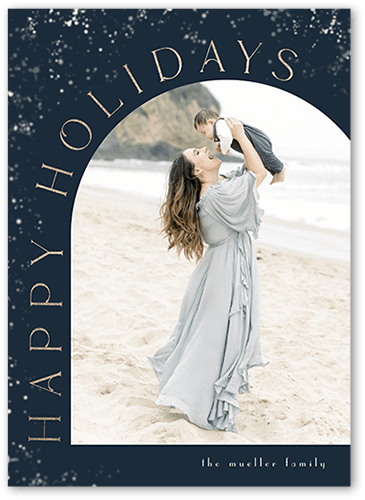 Vintage Snowfall 5x7 Black  Holiday Card