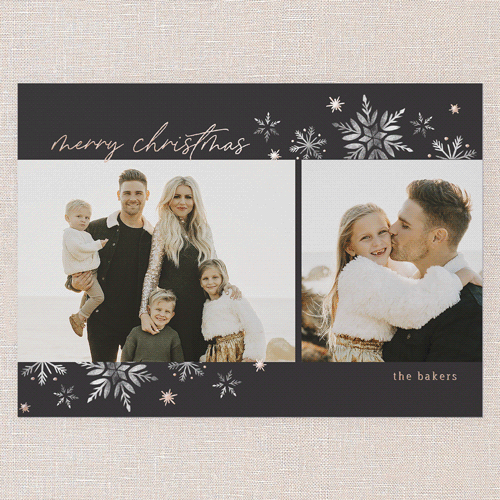 Seasonal Snow 5x7 Black  Holiday Card