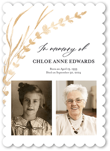 Tranquil Meadow 5x7 White  Memorial Card