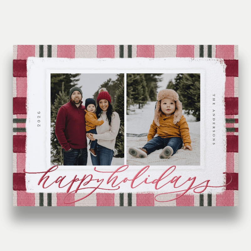 Signed Plaid Holiday Card