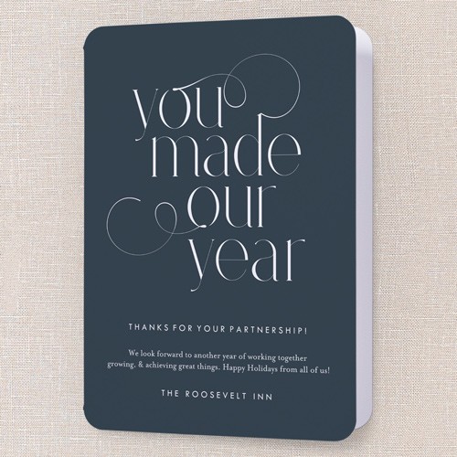 Clean Flourish 5x7 Blue  Holiday Card