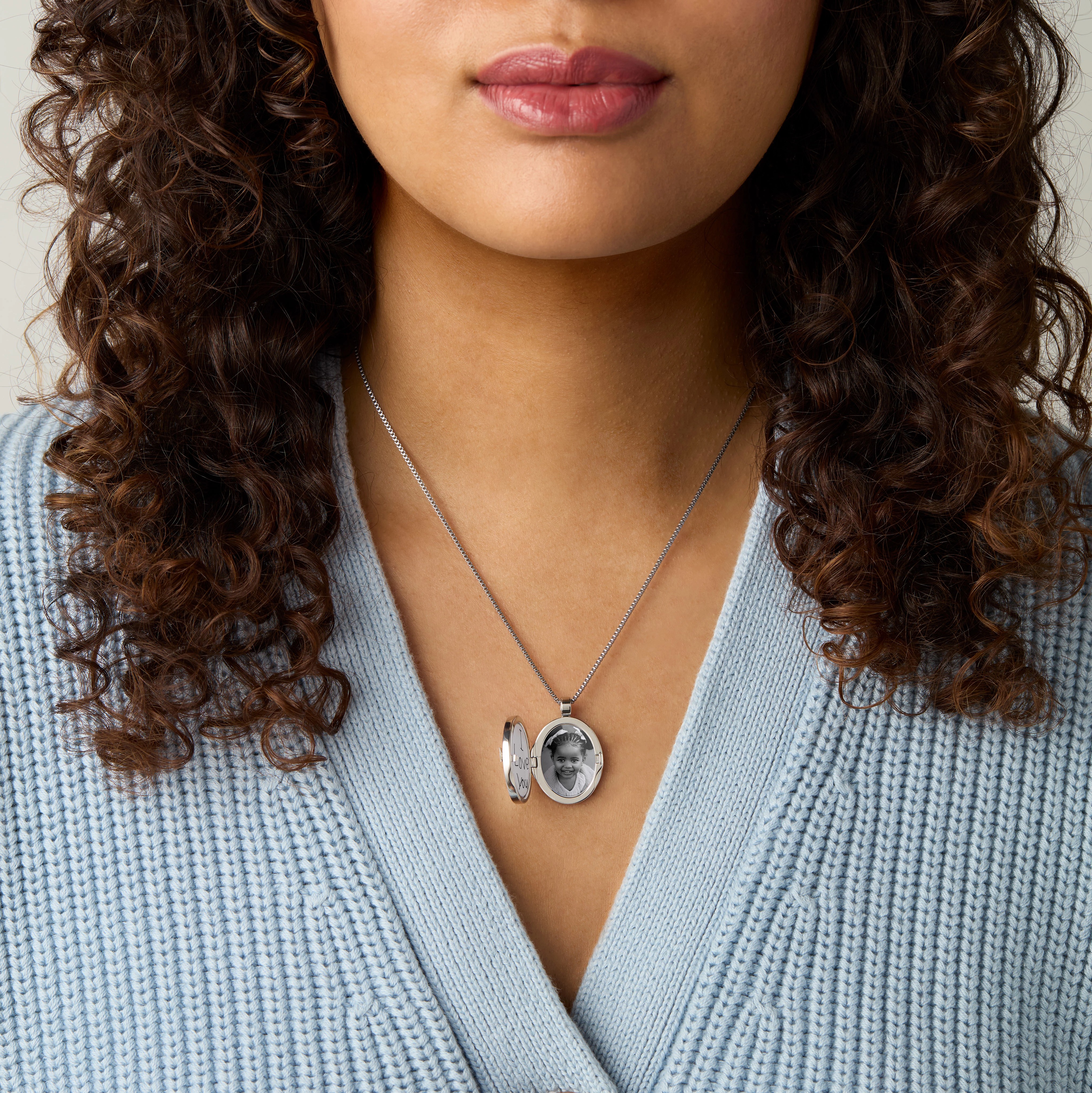 Classic Date Locket Necklace Classic Date 25mm x 25mm Gray Locket Necklace