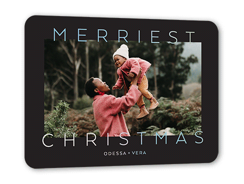 Message Overlap 5x7 Black  Holiday Card