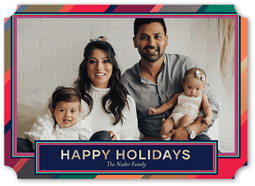 Sherbert Stripes 5x7 Pink  Holiday Card