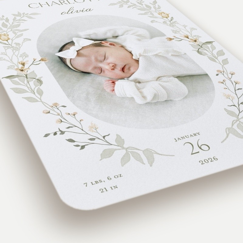 Delicate Wreath Birth Announcement