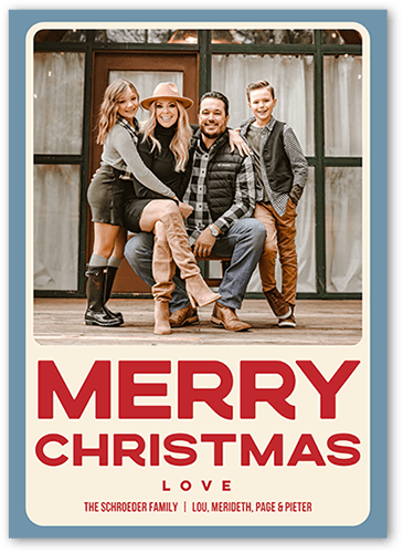 Vintage Joyous 5x7 White  Holiday Card