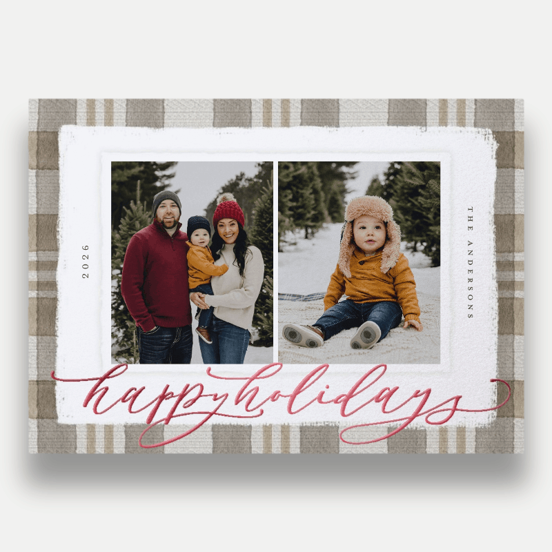 Signed Plaid Holiday Card