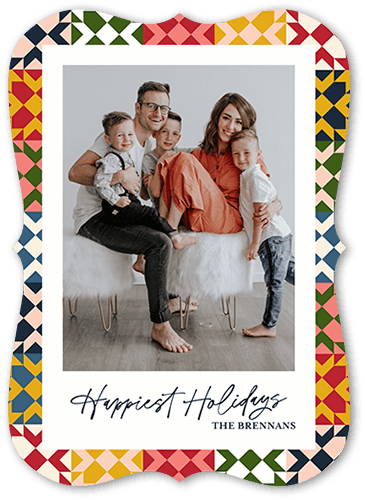 Yuletide Quilt 5x7 White  Holiday Card