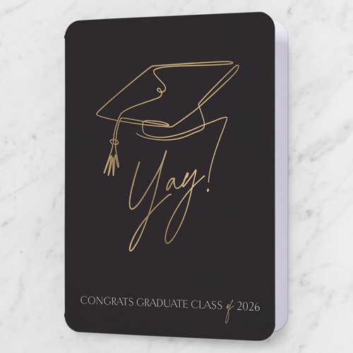 Illustrated Cap 5x7 Black  Graduation Card