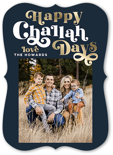 Happy Challah Days 5x7 Black  Hanukkah Card