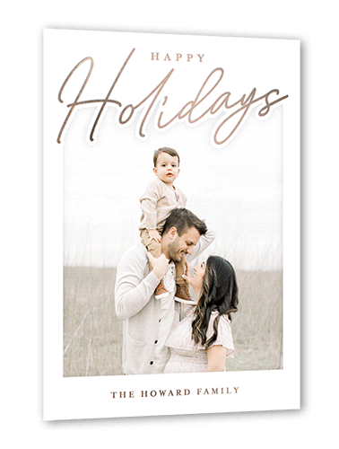 Shaped Script 5x7 White  Holiday Card