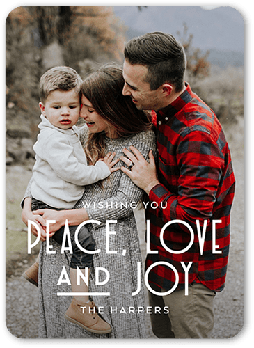 Elegant Wishing 5x7 White  Holiday Card