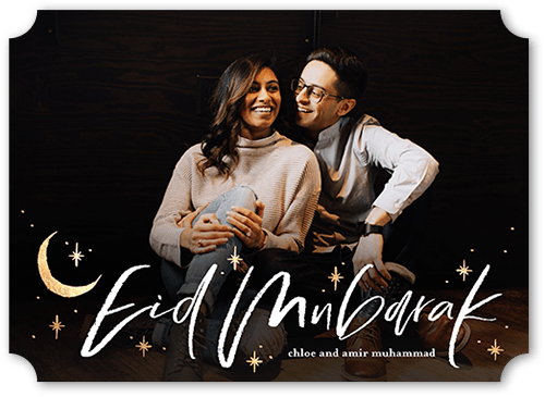 Moon Stars 5x7 White  Eid Card