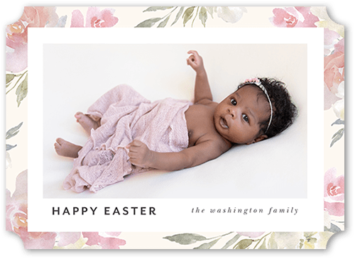 Floral Edge 5x7 White  Easter Card