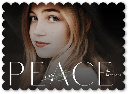 Peace And Greens 5x7 White  Holiday Card