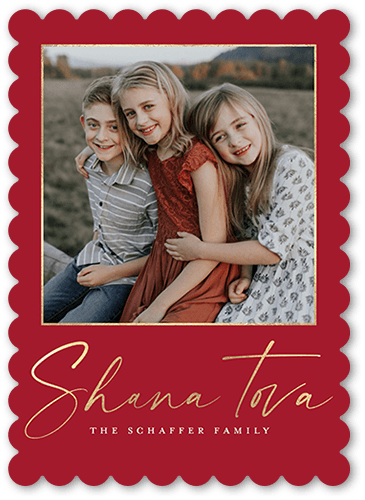 Slim Script 5x7 Red  Rosh Hashanah Card