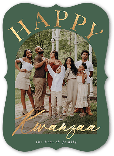 Arched Greetings 5x7 Green  Holiday Card