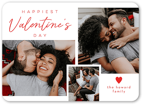 Grid Heart 5x7 White  Valentine's Day Card