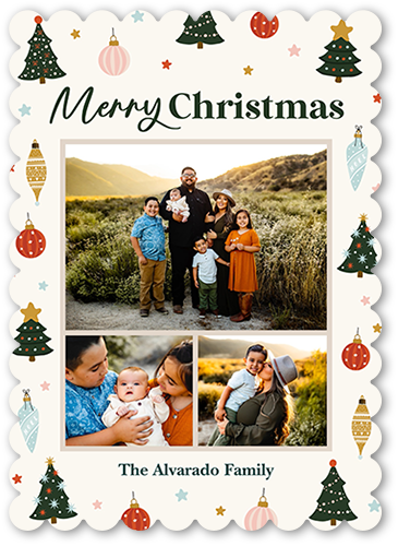 Seasonal Vintage 5x7 Beige  Holiday Card