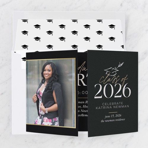 Classy Chic 5x7 Black  Graduation Invitation