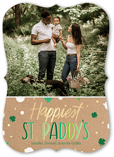 Cute Confetti 5x7 Beige  St. Patrick's Day Card