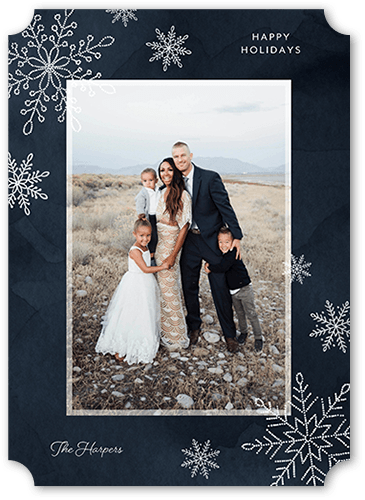 Midnight Snow 5x7 Black  Holiday Card