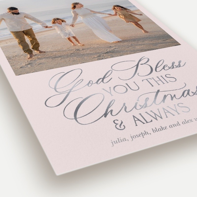 Blessed Script Religious Christmas Card