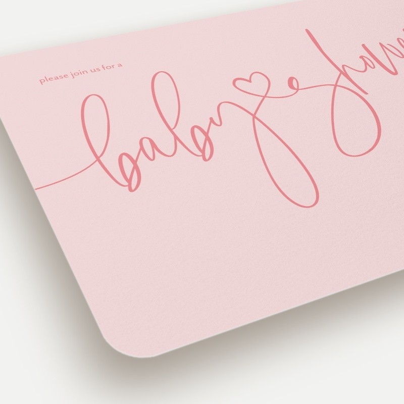Heart Script Baby Shower Invitation