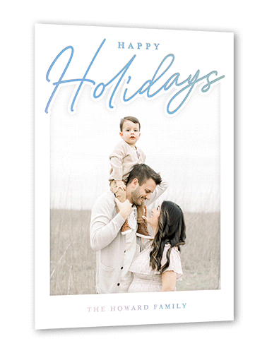 Shaped Script 5x7 White  Holiday Card