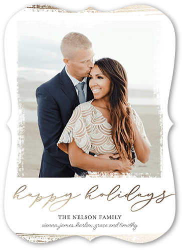 Brushed Barrier 5x7 White  Holiday Card