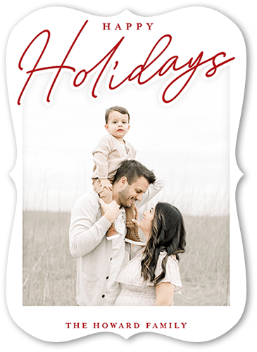 Shaped Script 5x7 White  Holiday Card