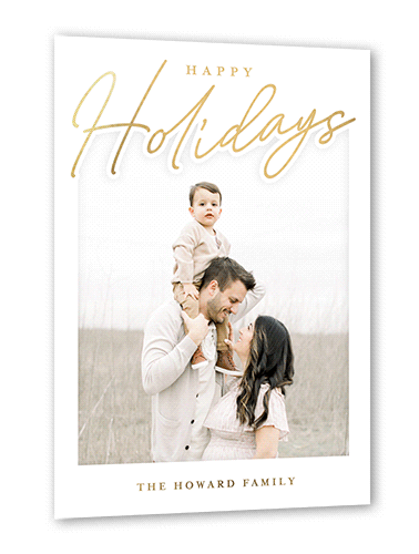 Shaped Script 5x7 White  Holiday Card