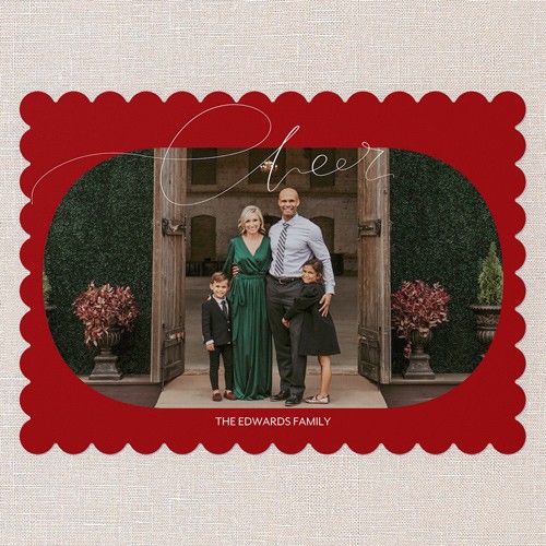 Rounded Cheer 5x7 Red  Holiday Card