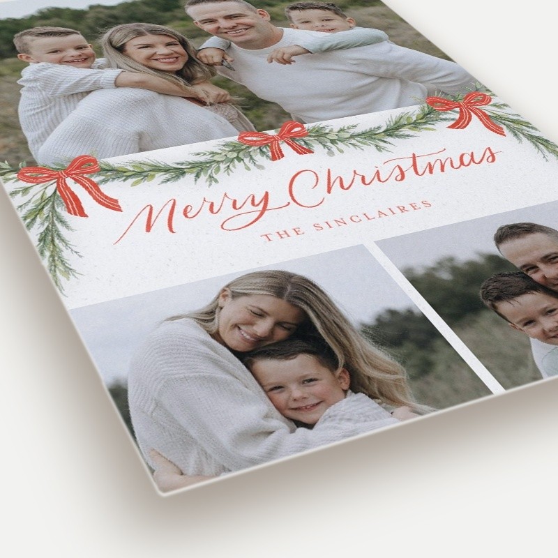 Bowed Garland Holiday Card Bowed Garland 5x7 Beige Holiday Card