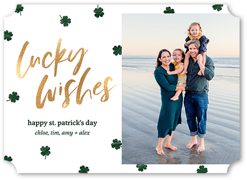 Falling Shamrocks 5x7 White  St. Patrick's Day Card