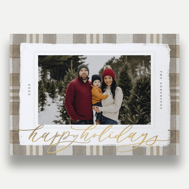 Signed Plaid Holiday Card