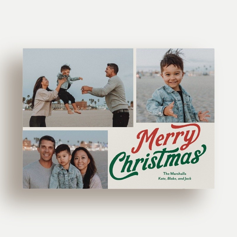 Retro Script Collage Holiday Card