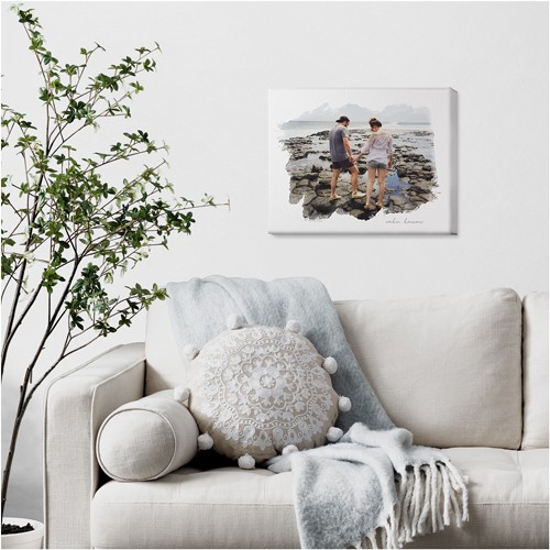 Brushstrokes 16x20 White  Canvas Print