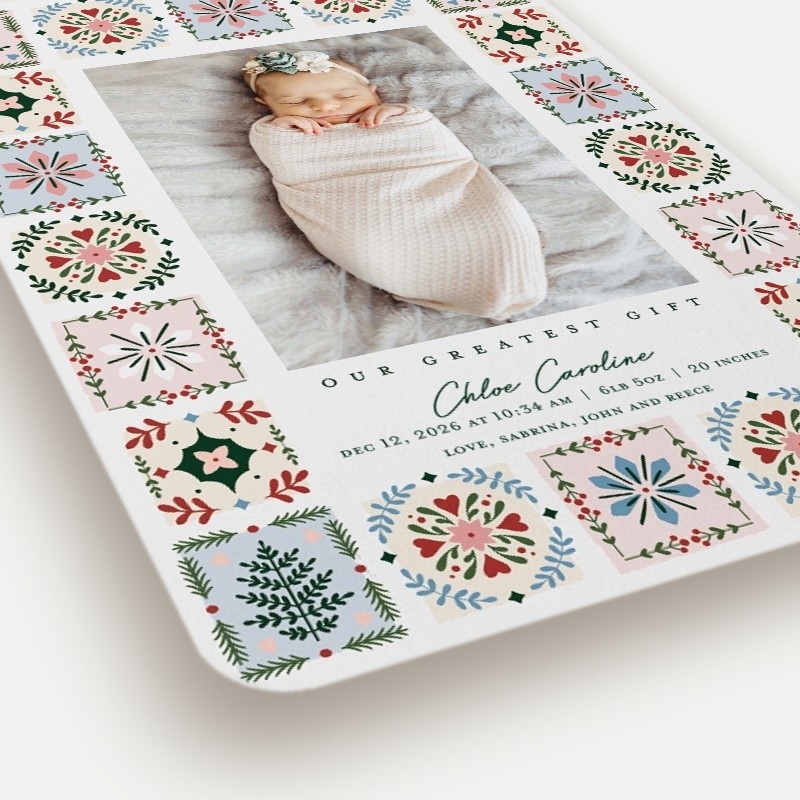 Folk Tiles Birth Announcement