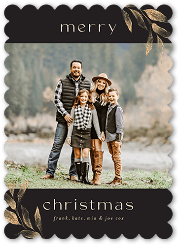 Elegant Goldleaf 5x7 Black  Holiday Card