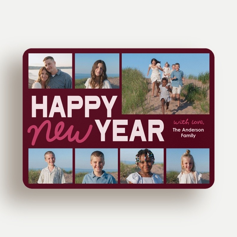 Bold Script Collage New Year's Card