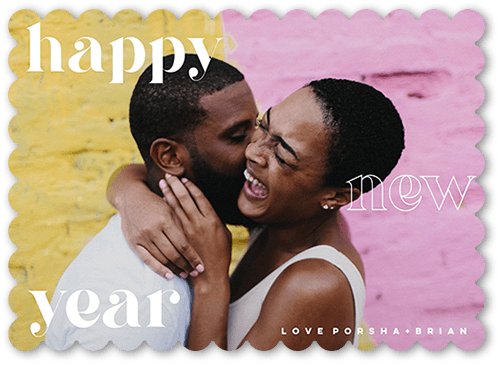 Uplifting Sentiments 5x7 White  New Year's Card