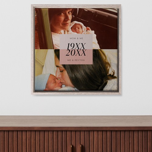 Then and Now 16x16 Pink  Canvas Print