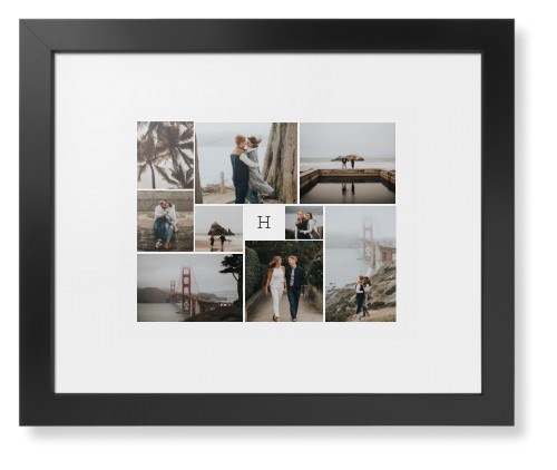 Framed Prints: Classic Monogram Gallery of Nine Black Contemporary Frame White Top & Bottom Mat 11x14 5+ Photos Shutterfly