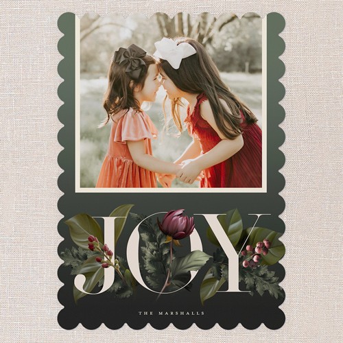 Floral Wonder 5x7 Green  Holiday Card