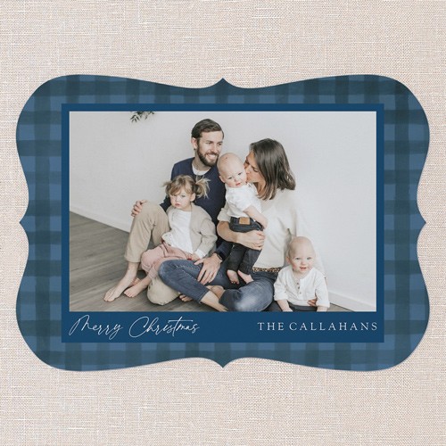 Pleasant Plaid 5x7 Blue  Holiday Card