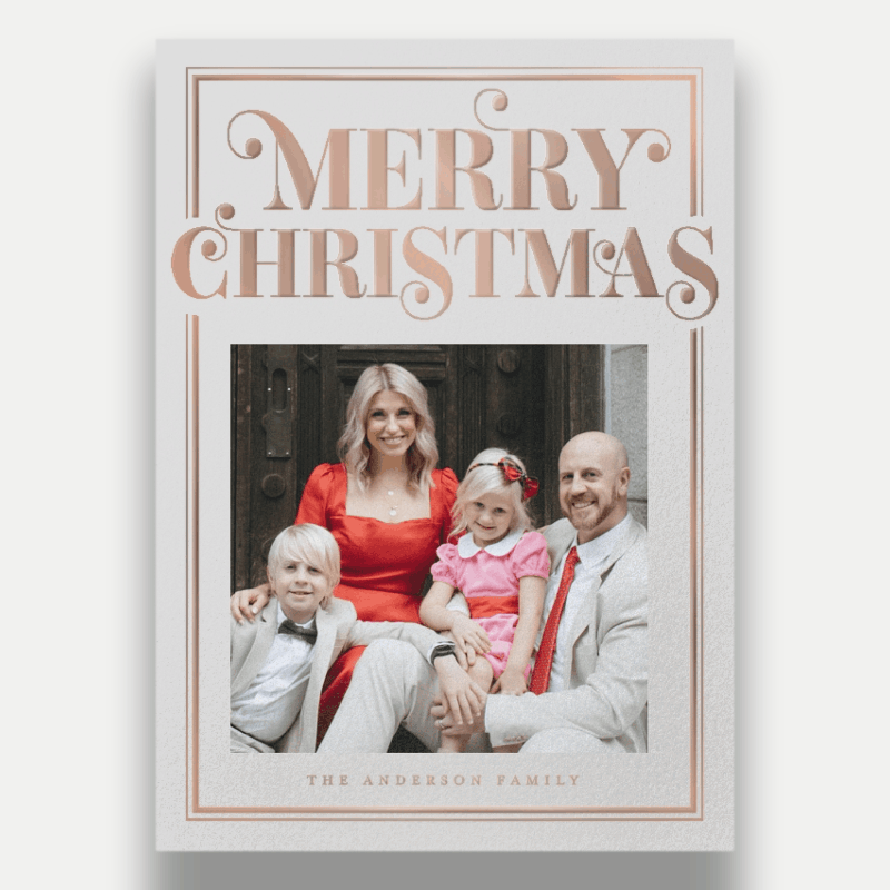 Curly Serif Border Holiday Card Curly Serif Border 5x7 Beige Holiday Card