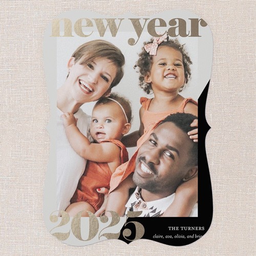 Diagonal Colorblock 5x7 Gray  New Year's Card