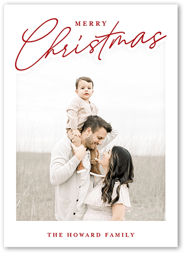 Shaped Script 5x7 White  Holiday Card